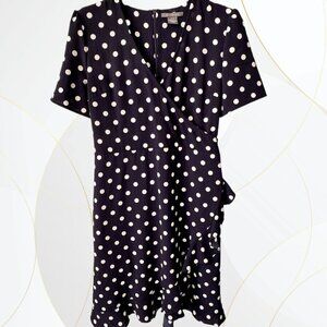 Suzy Shier Polka Dot Ruffle Trim Dress
